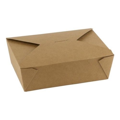 KRAFT/PLA TAKE AWAY BOX INH. 1800ML. AFM. 19,7X14X6,5CM. DOOS À 200 STUKS