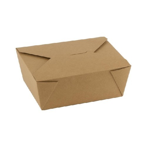 KRAFT/PLA TAKE AWAY BOX INH. 1300ML. AFM. 15,2X12X6,3CM. DOOS À 200 STUKS