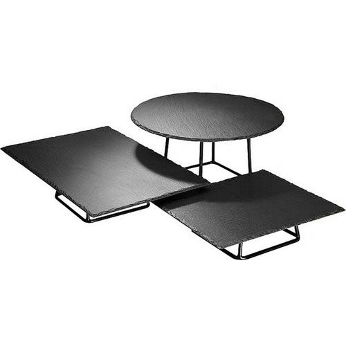 BUFFETSTAANDER AFM. 18X18X(H)10CM. METAAL MET ZWARTE ANTI-SLIP COATING MULTI