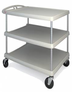 SERVEERWAGEN KUNSTSTOF MYCART 3-PLATEAUS AFM. 87,4X59,6CM. H. 90,2CM. KLEUR GRIJS 4-ZWENKWIELEN METRO