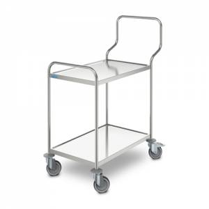 CHARIOT DE SERVICE ERGONOMIQUE INOX 2 ÉTAGÈRES DIM. 103.8X60CM. H.126.8CM. 4-ROULETTES