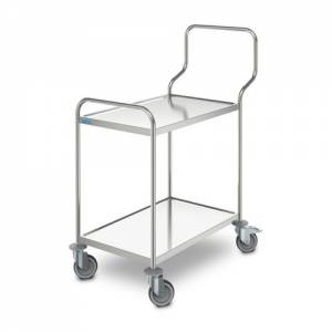 CHARIOT DE SERVICE ERGONOMIQUE INOX 2 ÉTAGÈRES DIM. 123.8X70CM. H.126.8CM. 2 STORES 2 ROULETTES