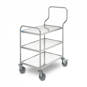 CHARIOT DE SERVICE ERGO INOX 3 ÉTAGÈRES DIM. 103.8X60CM. H.126.8CM. HUPFER 2 EQUERRES 2 ROUES PIVOTANTES