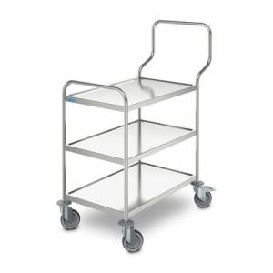 CHARIOT DE SERVICE ERGO INOX 3 ÉTAGÈRES DIM. 123.8X70CM. H.126.8CM. HUPFER 4 ROULETTES