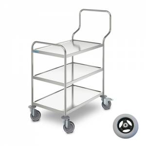 CHARIOT DE SERVICE (ERGO) DIM. 80X50CM. MOBILE AVEC 3 PLATEFORMES DMV 4 ROUES PIVOTANTES COMME PNEUMATIQUE 2 AVEC FREIN