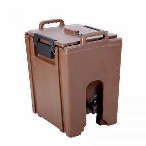 DRANKENCONTAINER MET NO-DRIP KRAAN INH. 44,5LTR. AFM.53X41,5CM. HGT.63CM. KLEUR DARK BROWN POLYURETHAAN