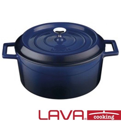 BRAADPAN CAST IRON DIAM. 24CM. HG. 12,5CM. INH. 4,5 LITER KLEUR BLAUW LAVA