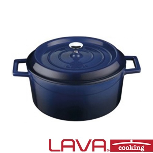 BRAADPAN CAST IRON DIAM. 28CM. HG. 13,5CM. INH. 6,7 LITER KLEUR BLAUW LAVA