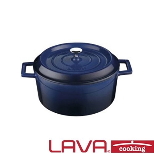 POELE A FRIRE FONTE DIAM. 32CM. HG. 15 CM. INH. 10 LITRES COULEUR BLEU LAVE