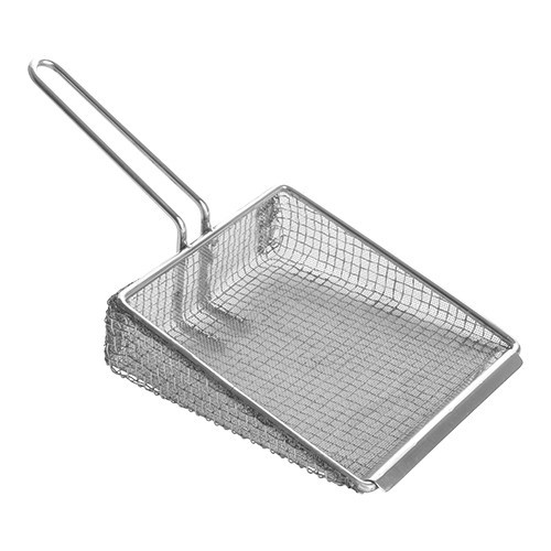 PELLE A FRITES DOUBLE MAILLE ET BORD REMONTE 20x17CM. Acier inoxydable 18/8