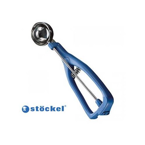 CUILLERE A GLACE STOCKEL DIAM. 6,7 cm. 1/12 AVEC MANCHE PLASTIQUE BLEU