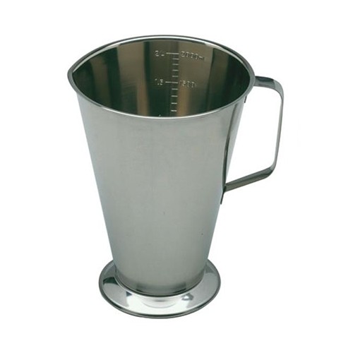 MAATBEKER OP VOET MET MAATVERDELING INH. 1,0LTR. DIAM. 14CM. HG. 14CM. RVS