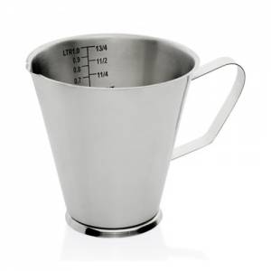 TASSE DE MESURE SUR PIED AVEC DIVISION DE TAILLE CONT. 2.0LTR. DIAM. 17CM. HG. 18CM. acier inoxydable