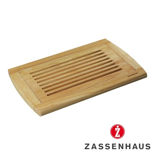 BROODSNIJPLANK MET KRUIMELVANGER RUBBERWOOD AFM. 42X28X2CM. ZASSENHAUS