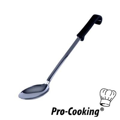 CUILLERE DE SERVICE PRO-COOKING LONGUEUR 31CM. ACIER INOXYDABLE AVEC MANCHE EN PLASTIQUE NOIR