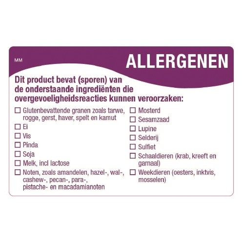 ALLERGÈNES MULTI AUTOCOLLANTS DE 14 TYPES D'ALLERGÈNES ROULEAU DE 500 PIÈCES DAYMARK