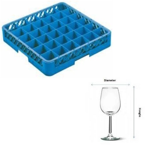 PANIER LAVE-VAISSELLE POUR PIED VERRES 36 COMPARTIMENTS DIM. 50X50X22.5CM. SUPPORT DE NETTOYAGE