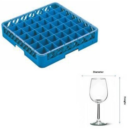 PANIER LAVE-VAISSELLE POUR PIED VERRES 49 COMPARTIMENTS DIM. 50X50X22.5CM. SUPPORT DE NETTOYAGE