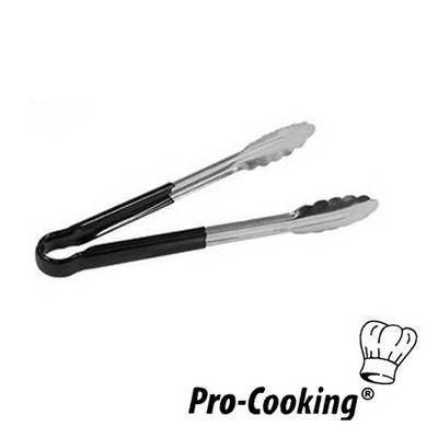 SERVEERTANG PRO-COOKING RVS M/ZWART KUNSTSTOF HANDVAT LENGTE 25CM.