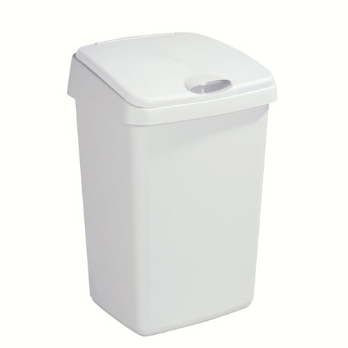 POUBELLE CONT. 25LTR. AFM. 32X28CM. HG. 48.5CM. AVEC VALVE COULEUR PLASTIQUE BLANC