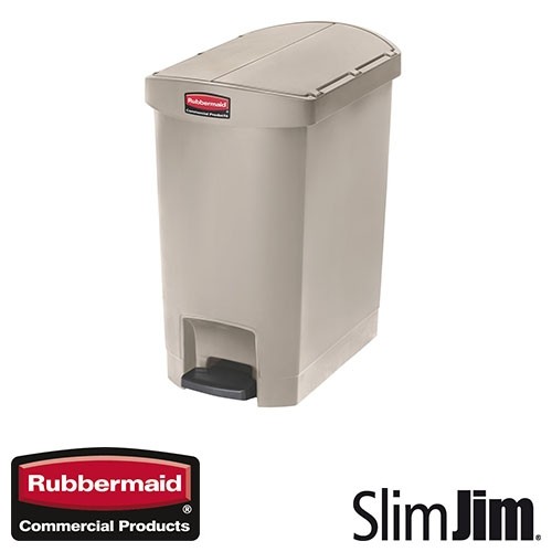 AFVALBAK BEIGE 30L. END STEP 'SLIM JIM STEP-ON' RUBBERMAID