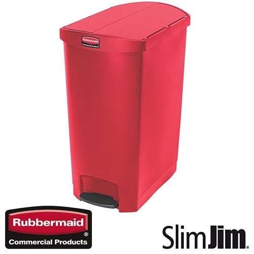 AFVALBAK ROOD 90L. END STEP 'SLIM JIM STEP-ON' RUBBERMAID