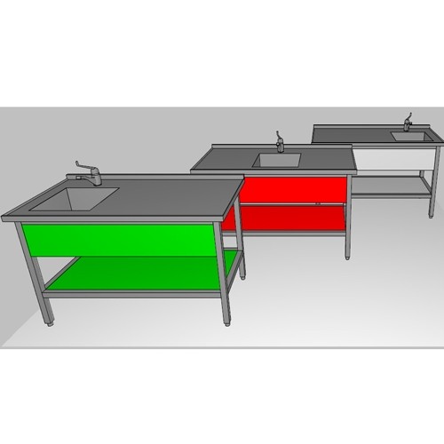 WERKSPOELTAFEL AFM. 1200X700X900MM. SPOELBAK LINKS RVS