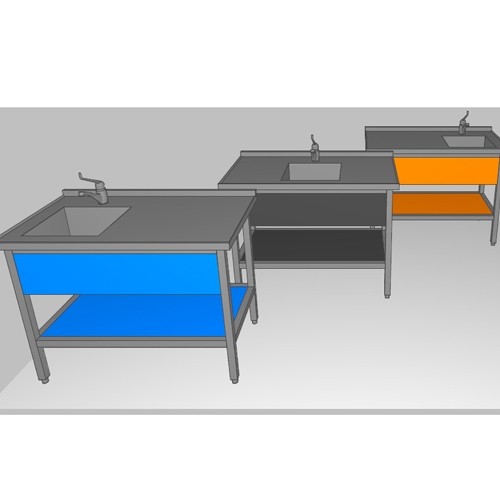 WERKSPOELTAFEL AFM. 1400X700X900MM. SPOELBAK LINKS RVS