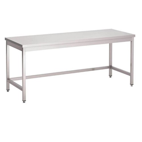 TABLE DE TRAVAIL EN ACIER INOXYDABLE AVEC BASE OUVERTE 700x700MM. H 850MM.