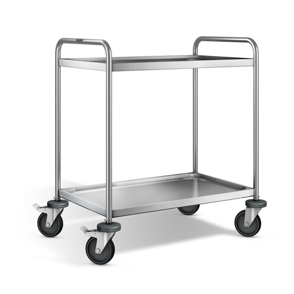 CHARIOT DE SERVICE BASIC INOX SW 8X5-2 TÔLES EN ACIER INOXYDABLE DIM. 93X60X95CM. VIDE