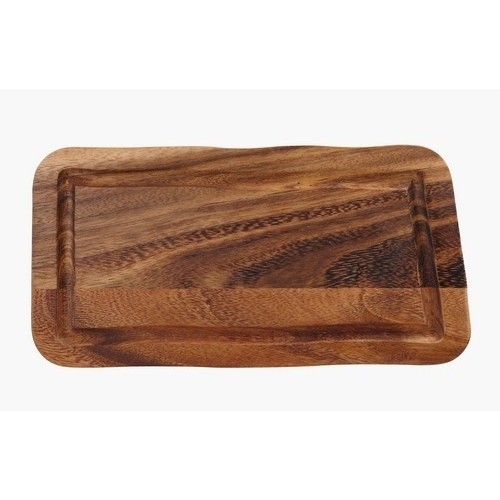 SERVEERPLANK RECHTHOEKIG MET GLEUF AFM. 40x20CM. HG. 2CM. ACACIAHOUT