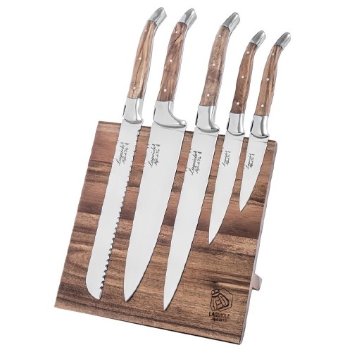 KOKSMESSENSET INNOVATION LINE OLIJFHOUT ROESTVRIJSTAAL SET Á 5 STUKS LAGUIOLE STYLE DE VIE