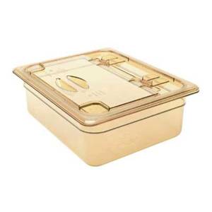 GASTRONORMDEKSEL HOT-PAN GN 1/2 MET SCHARNIER EN LEPELUITSPARING KLEUR AMBER CAMBRO