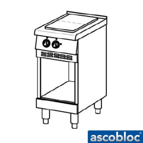 À TRAVERS LA PLAQUE DE CUISSON ASCOLINE 700 AEH 210 DIM. 400X706X850MM. ASCOBLOC 400V - 6100W