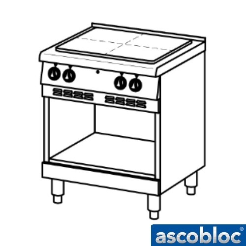 À TRAVERS LA PLAQUE DE CUISSON ASCOLINE 700 AEH 440 DIM. 700X706X850MM. ASCOBLOC 400V - 6100W