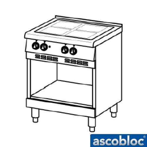 TABLE DE CUISSON ASCOLINE 700 AEH 500 DIM. 700X706X850MM. ASCOBLOC 400V - 12KW