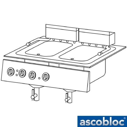 FRITEUSE ENCASTRABLE INTEGRALINE IEF 224 CONT. 2X8 LITRES DIM.60X61CM. ASCOBLOC 400V - 18KW