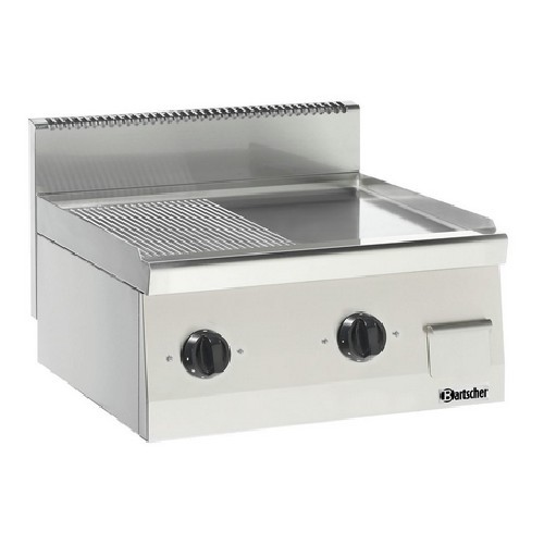 GRILLPLAAT 1/2 GLAD-1/2 GERIBBELD AFM. 600X600X(H)290MM. SERIE 600 B600 BARTSCHER