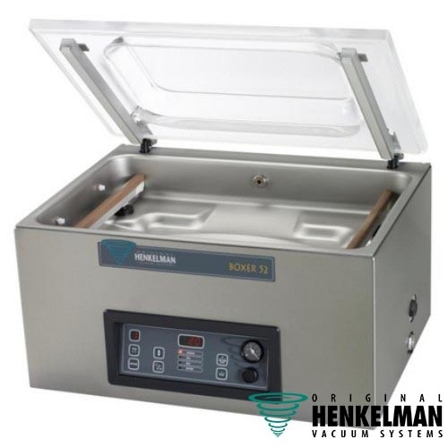 VACUUMVERPAKKINGSMACHINE BOXER 52 RVS/TAFELMODEL, AFM. 70X53X44CM. VERMOGEN 230V-1-50Hz/0,75-1,0 kW