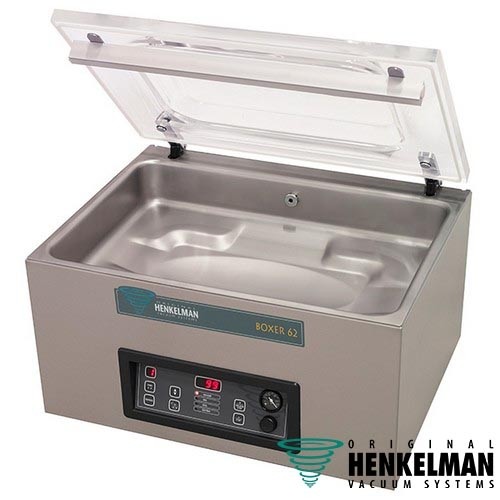 VACUUMVERPAKKINGSMACHINE BOXER 62 RVS/TAFELMODEL, AFM. 70X53X44CM. VERMOGEN 230V-1-50Hz/0,75-1,0 kW