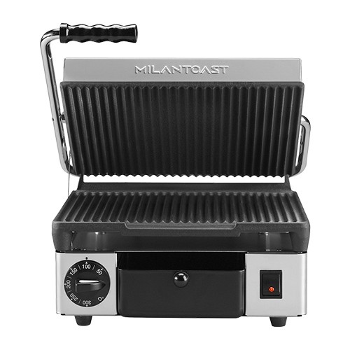 CONTACTGRILL ENKEL GEGROEFD, AFM. 31X38X17CM. 230V/1700W MILAN-TOAST