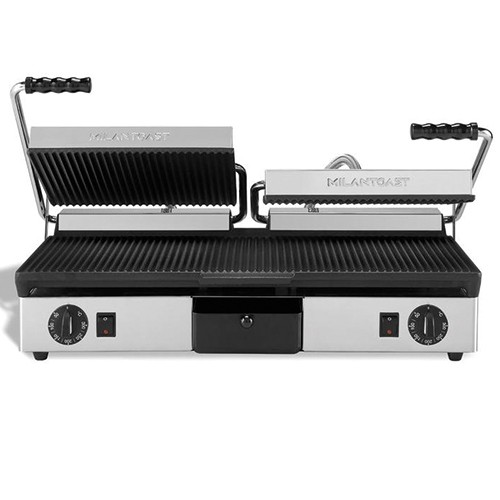 CONTACTGRILL DUBBEL GEGROEFD, AFM. 63X38X17CM. 230V/3500W MILAN-TOAST