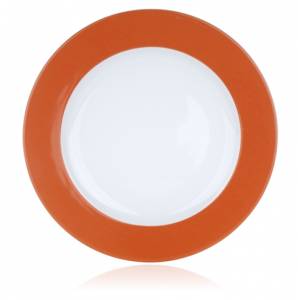 ASSIETTE PLATE DIAM. 22CM. COULEUR OCÉAN ORANGE NOVA