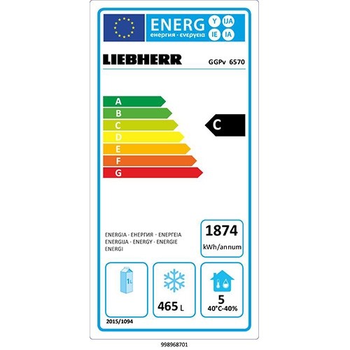 CONGÉLATEUR COMMERCIAL GGPv6570 DIM. 70X83X215CM. LIEBHERR 230V/600W