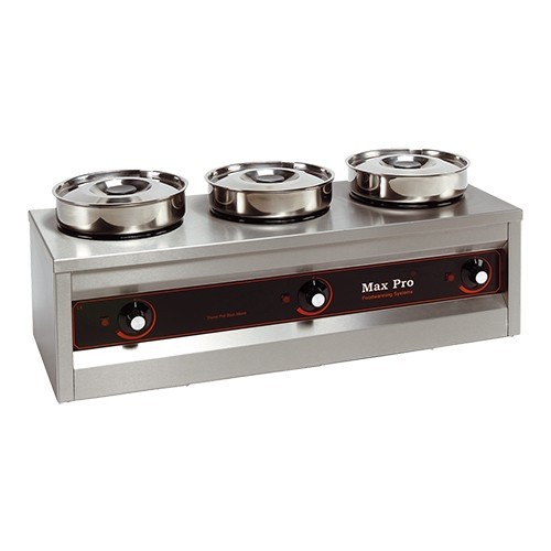 BAIN-MARIE HOT POT 3 PANS AFM. 26X76X29CM. INH. 3X4,5LTR. 230V/1500W MAXPRO