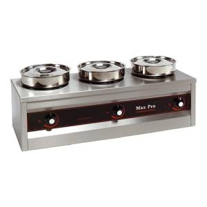 BAIN-MARIE POT CHAUD 3 POÊLES DIM. 26X76X29CM. INH. 3X4.5LTR. MAXPRO 230V/1500W