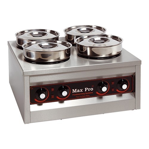 BAIN-MARIE MÉLANGE 4 POÊLES DIM. 50X50X29CM. INH. 4X4.5LTR. MAXPRO 230V/2000W