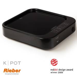 WARMHOUDPLAAT K-POT 2/3 ZWART AFM. 35,3X38X8,8CM. 230V/1600W RIEBER