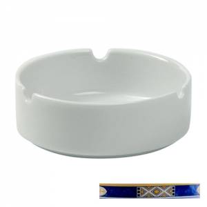 CENDRIER NORDIKA ROND DIAM. 9 CM. COULEUR BLANC AVEC DÉCOR BLEU ÉGYPTE NOVA