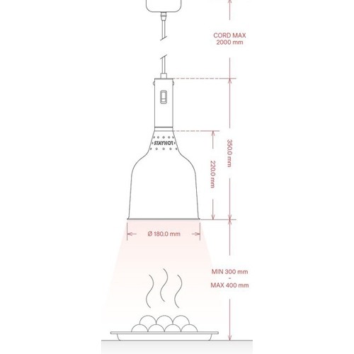 LAMPE CHAUFFANTE 1223-SP DIAM 18CM. HG. 200CM. 230V/250W COULEUR SUR MESURE RAL STAYHOT